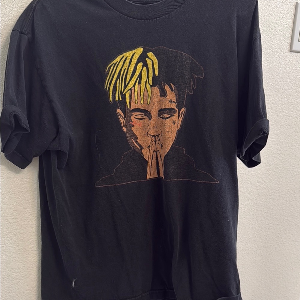 Graphic Black T-Shirt with Yellow and Brown Design